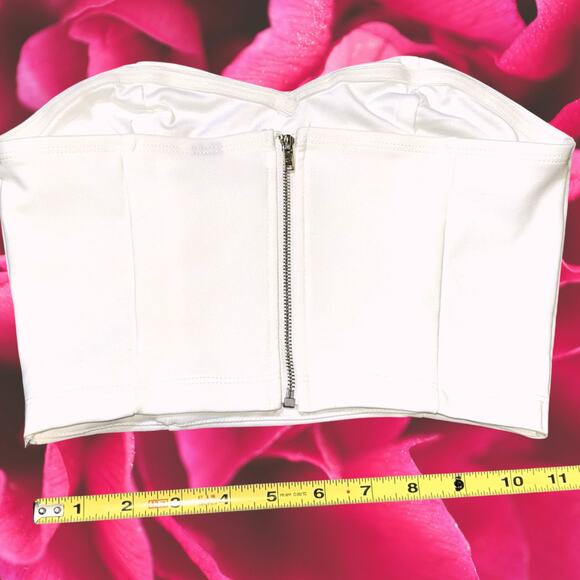 NWT XS White Strapless‎ Longline Sweetheart Crop top Blouse Princess - Picture 3 of 3
